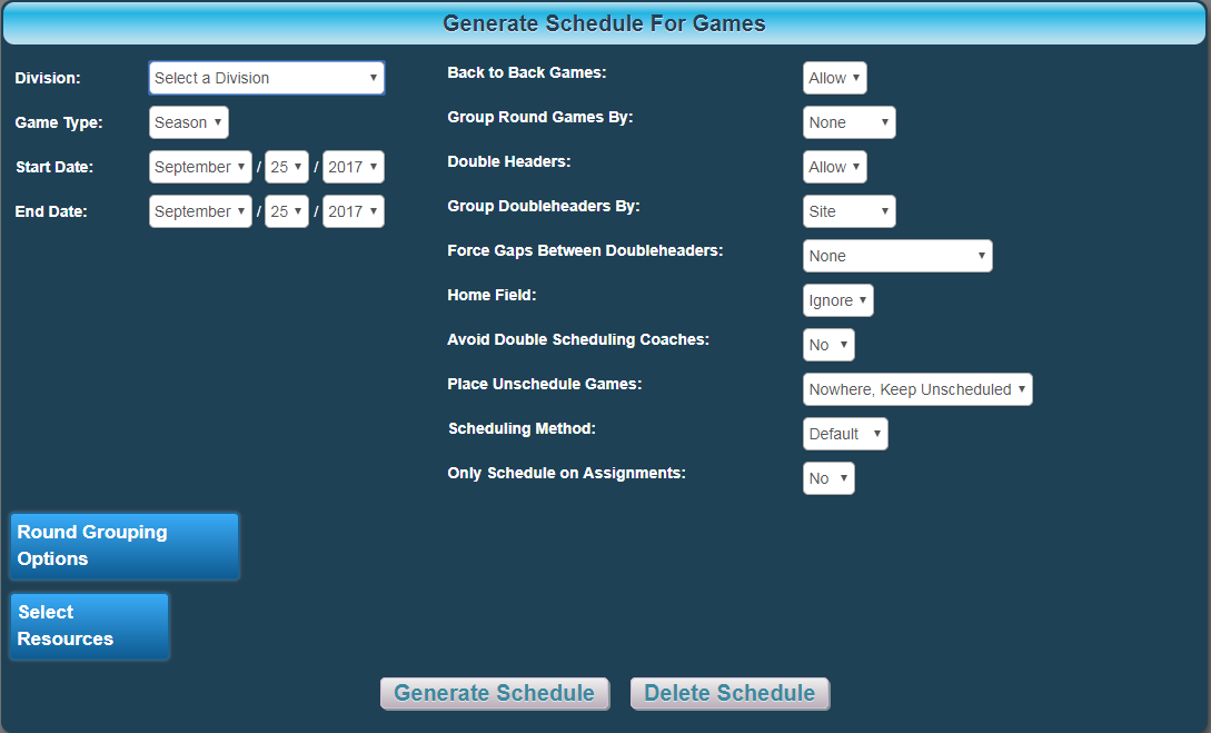 Schedule Screen