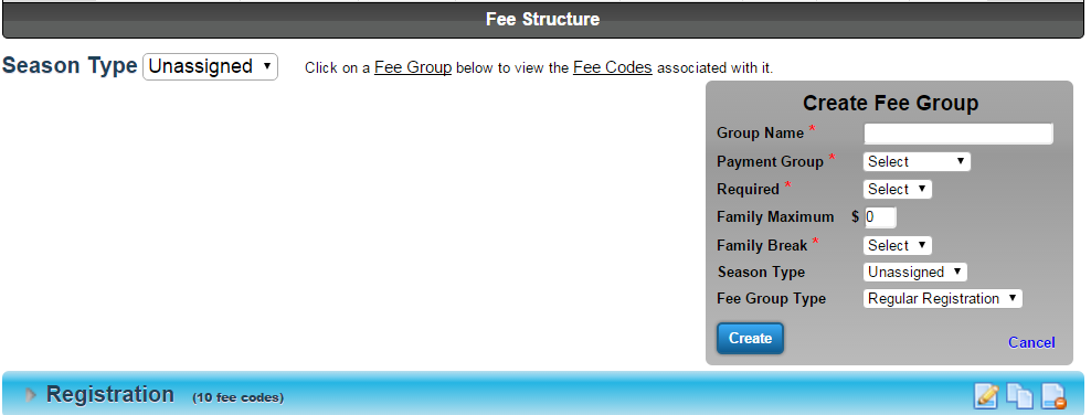 create fee group