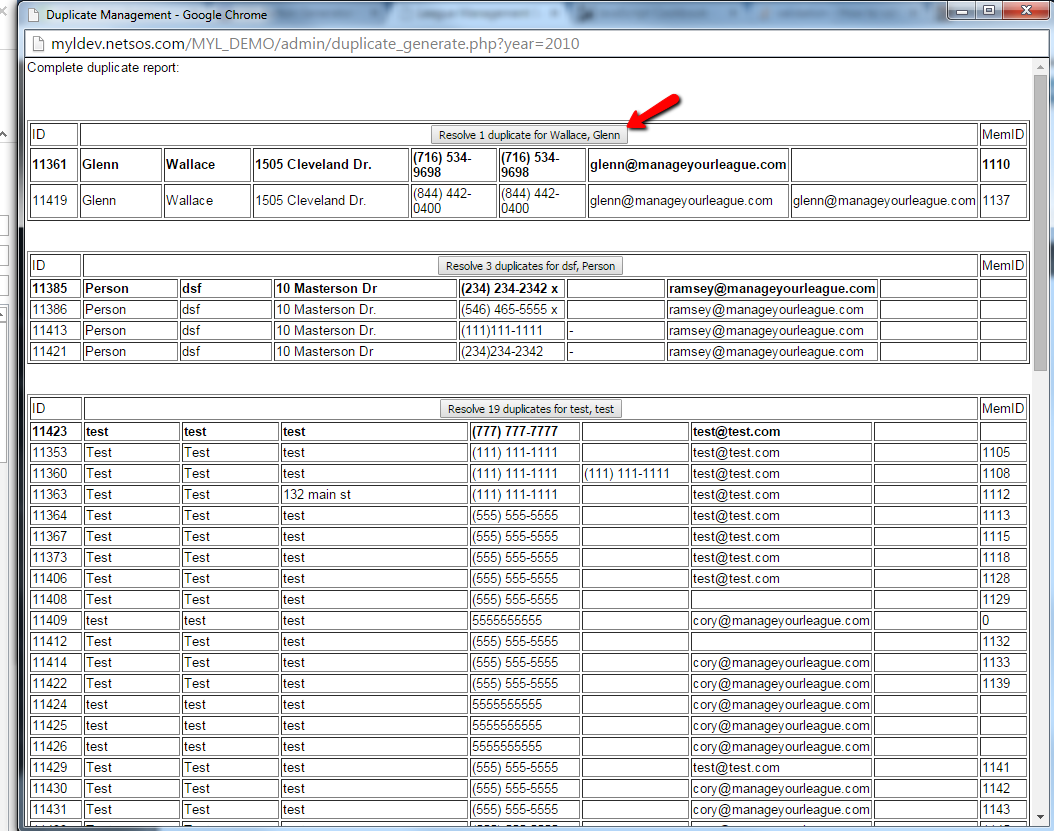 duplicate management