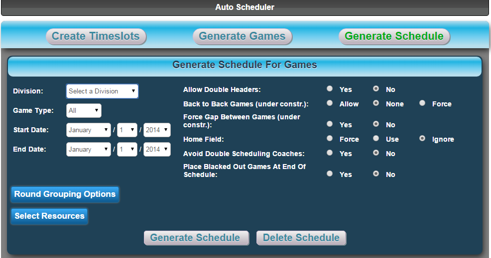 generate schedule
